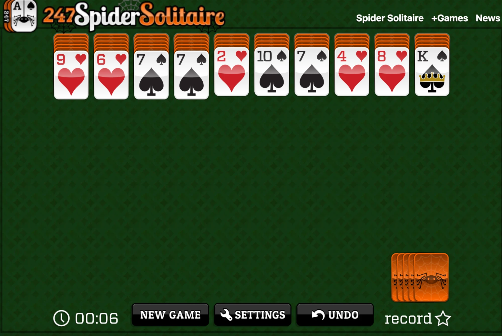 Online solitaire game